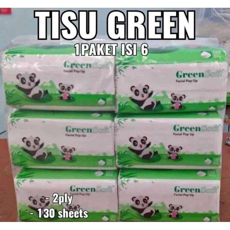 [6 PACK] Paket PROMO Tisue Greensoft Pop (Isi 6pcs Tisue Green Soft size kecil Pop Up)-6