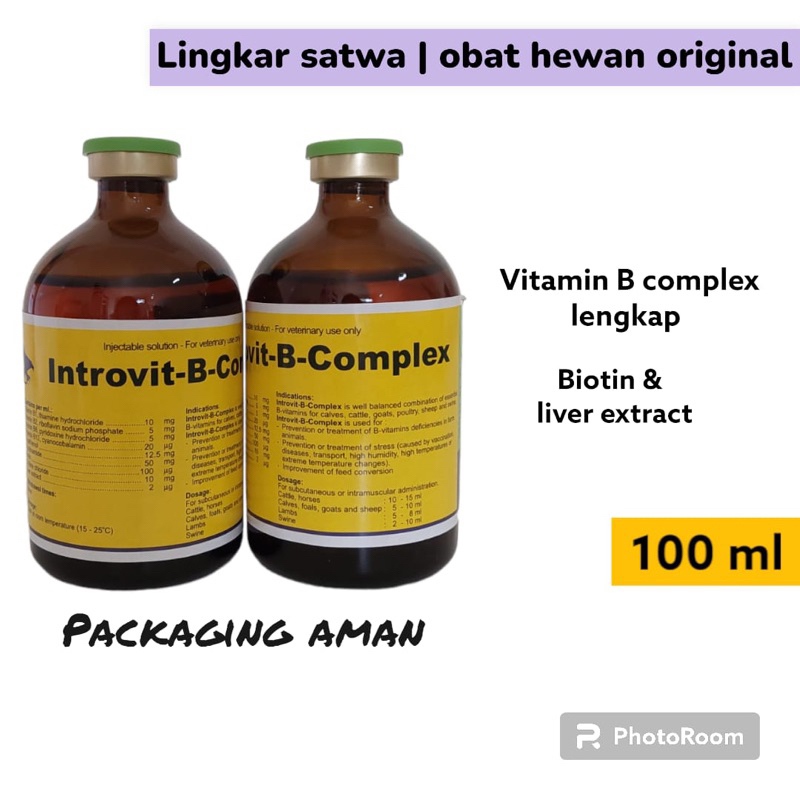 Introvit B Complex 100 ml / Vitamin B complex injeksi hewan/ Interchemie Holland