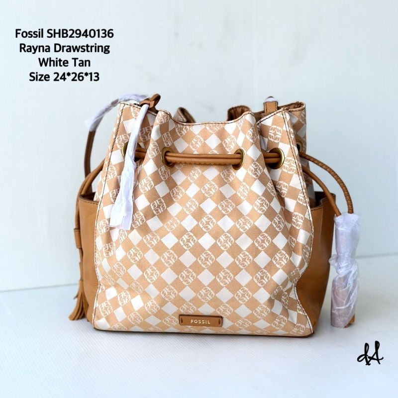 fossil Rayna drawstring white tan