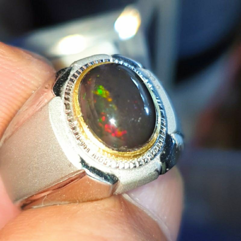 batu cincin kalimaya black opal asli banten