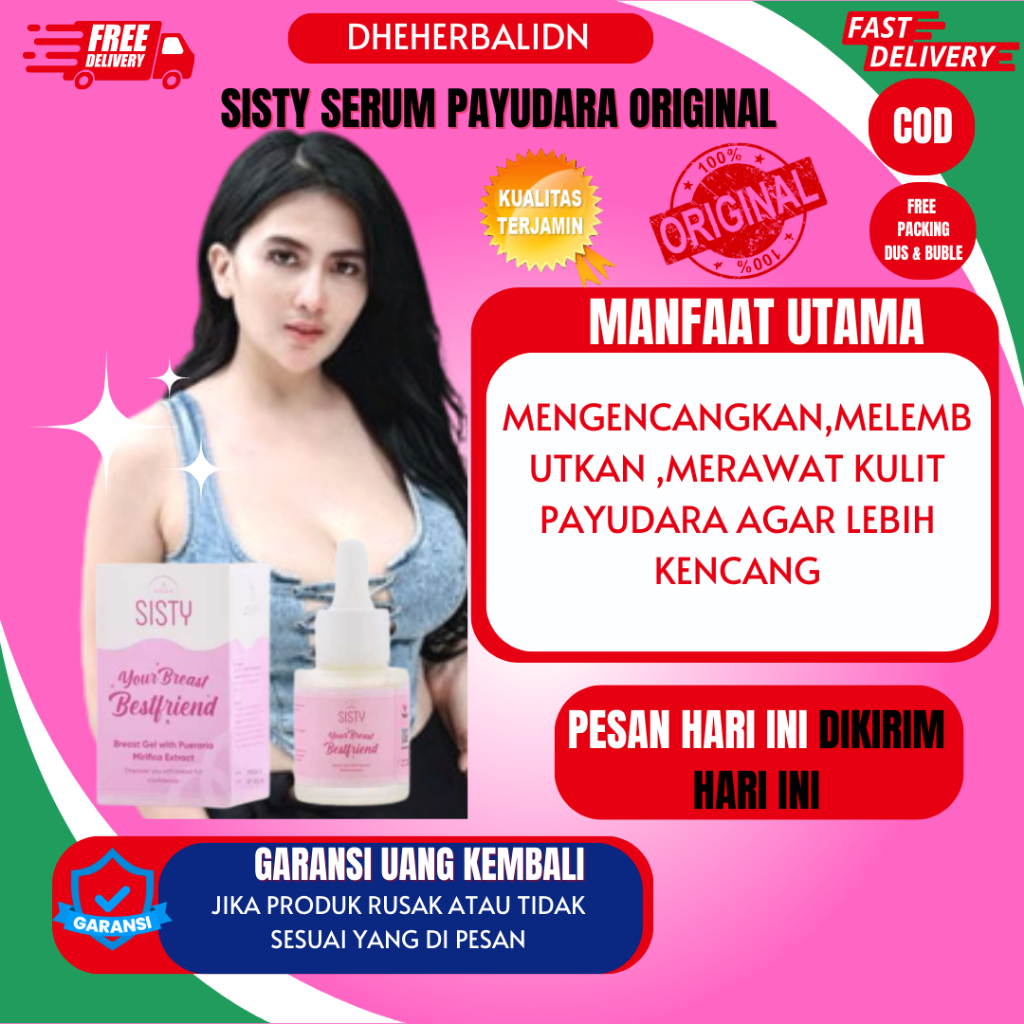 ADERA SISTY ORIGINAL SERUM PEMBESAR PAYUDARA REGLOW SKINCARE  BONUS POUCH & EMAS