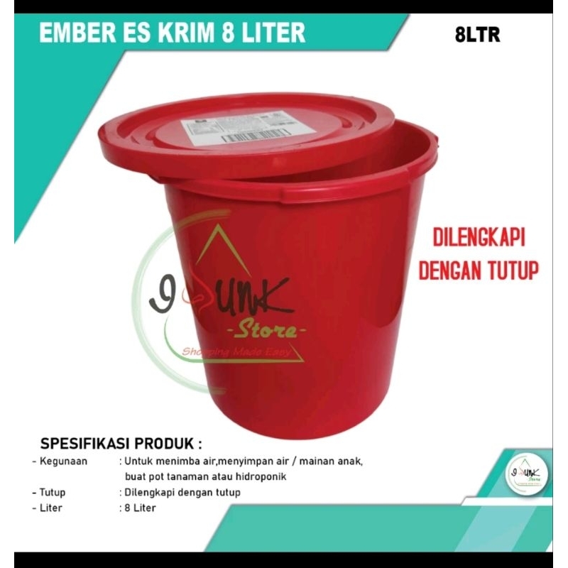 EMBER plastik ES KRIM 8 LITER BEKAS/ ICE CREAM diamond n tutup