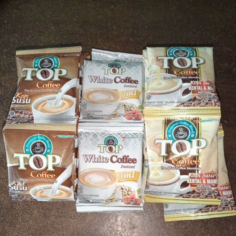 

Top Coffee Susu/White Coffe/Susu Kental Manis 1 Renceng 12 pcs