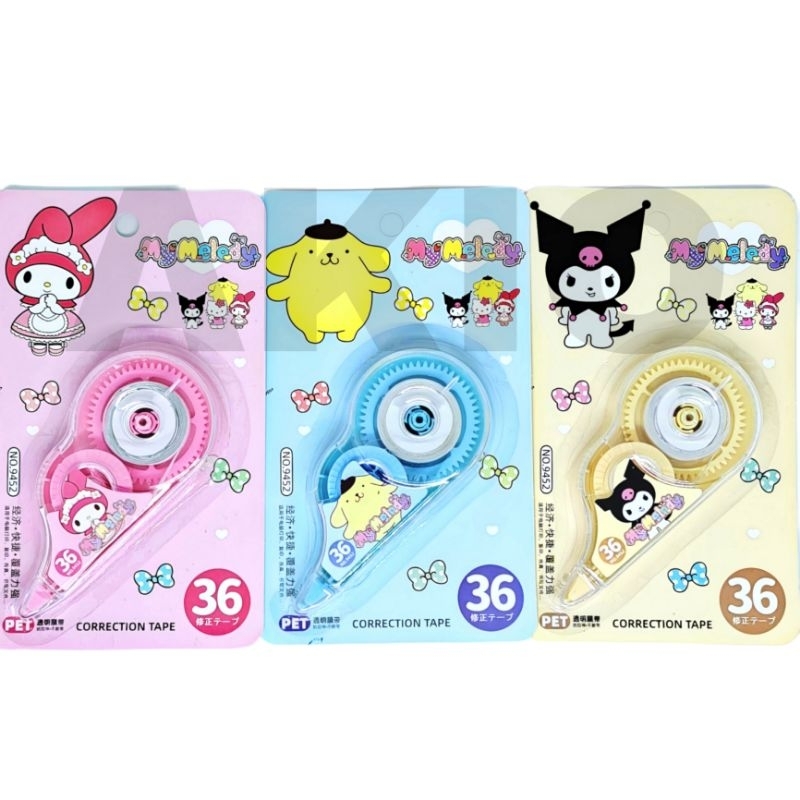 

Tip ex Kertas Roll Karakter MY MELODY HELLO KITTY (36m) 9452 Correction Tape Aesthetic Murah