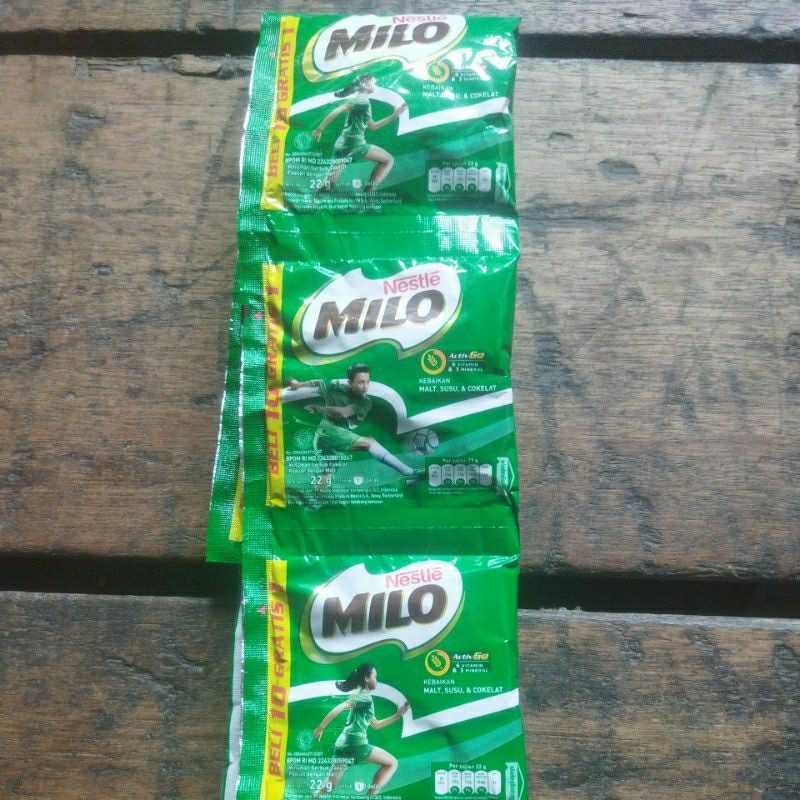 

Milo saset 22 gram 1 renceng isi 10 bgks