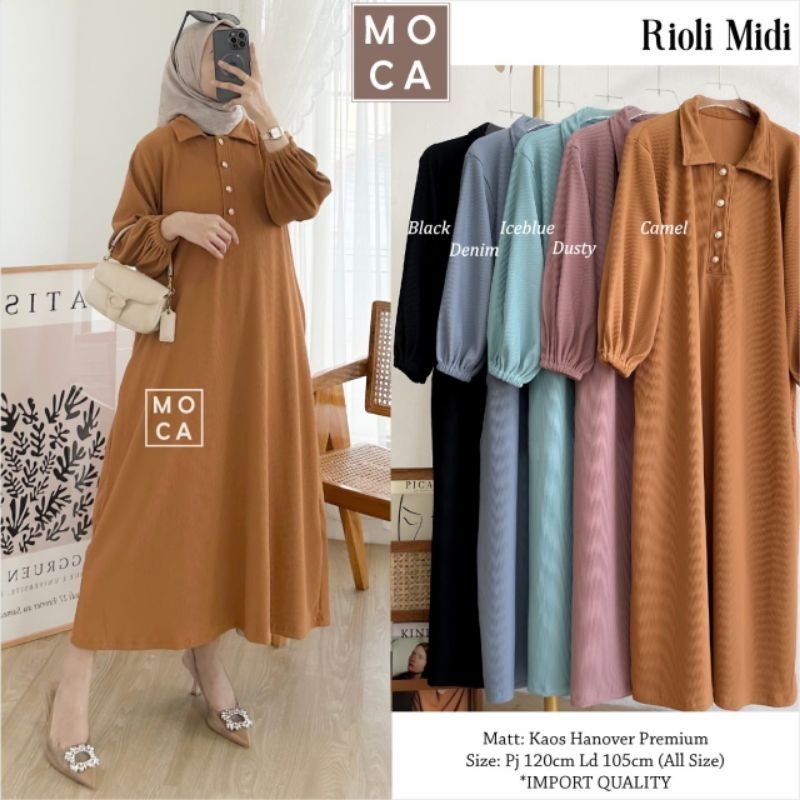 RIOLI MIDI DRESS BAHAN KAOS HANOVER ADEM
