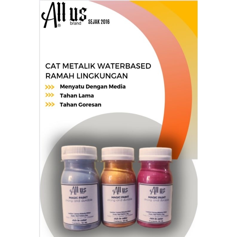 

Cat Waterbased Decoupage Metalik Magic Paint Kualitas Super Acrylic Gold Silver Cat Metalik