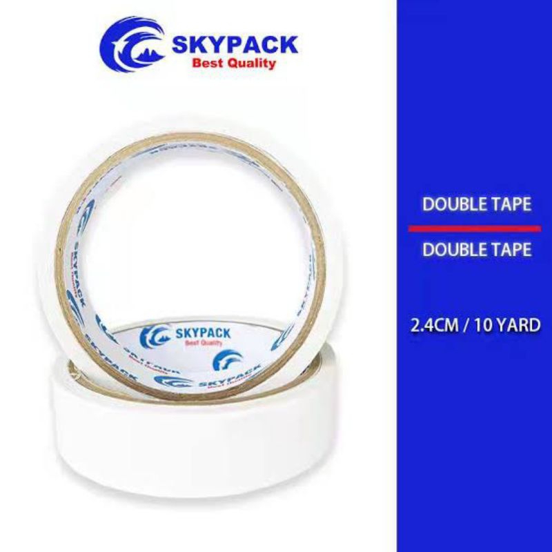 

DOUBLE TAPE DOBEL TAPE ISOLASO BOLAK BALIK SKYPACK UKURAN 12MM DAN 24MM