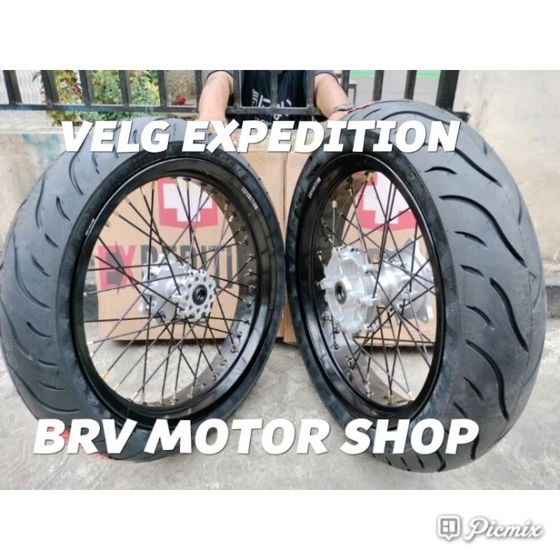 Velg Super Moto Crf150L  Velg Honda Crf150 Velg Expedition  300+350+17 Tromol Ori Ful Set Ban