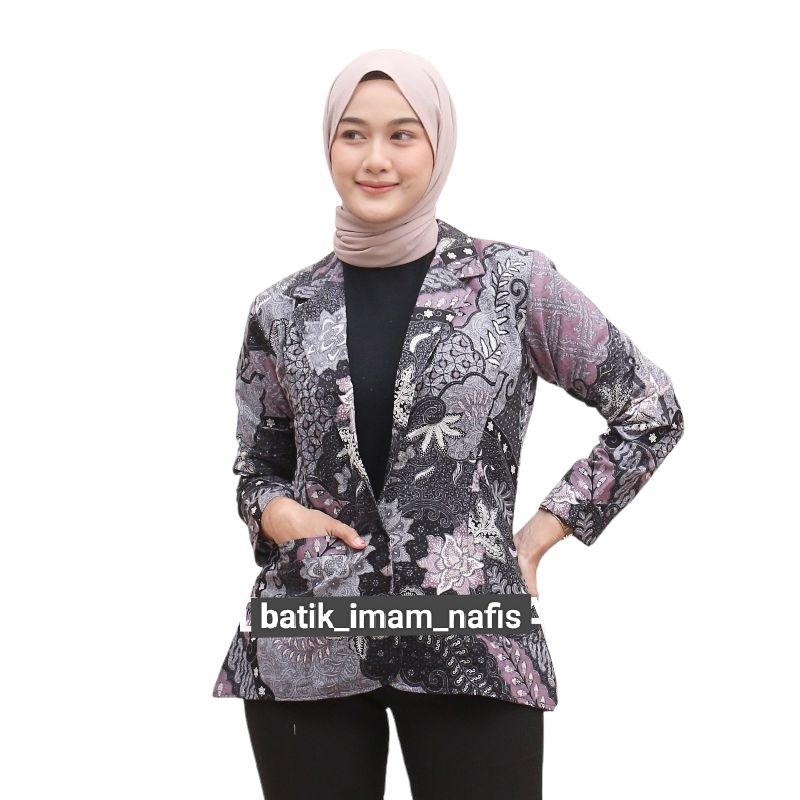 Blazer Batik Seragam Kantor Kerja Guru Kondangan Outer Formal Resmi Baju Jumbo Wanita Bahan Katun Adem Ukuran XS S M L XL XXL XXL 3XL