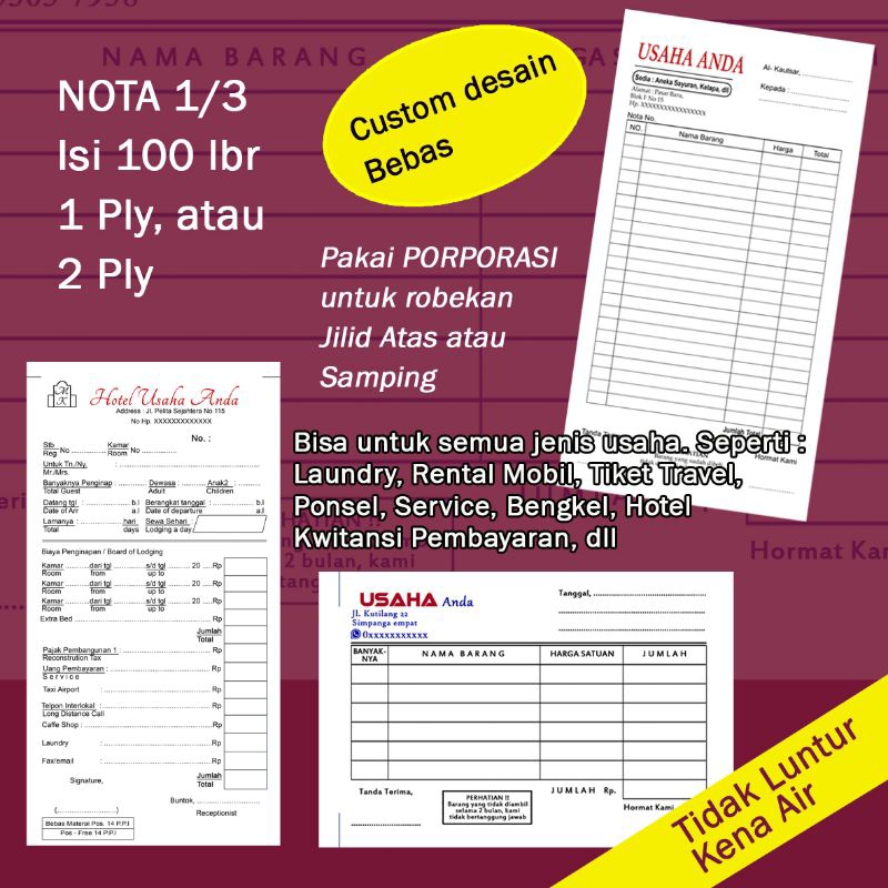 

Nota satuan gratis desain