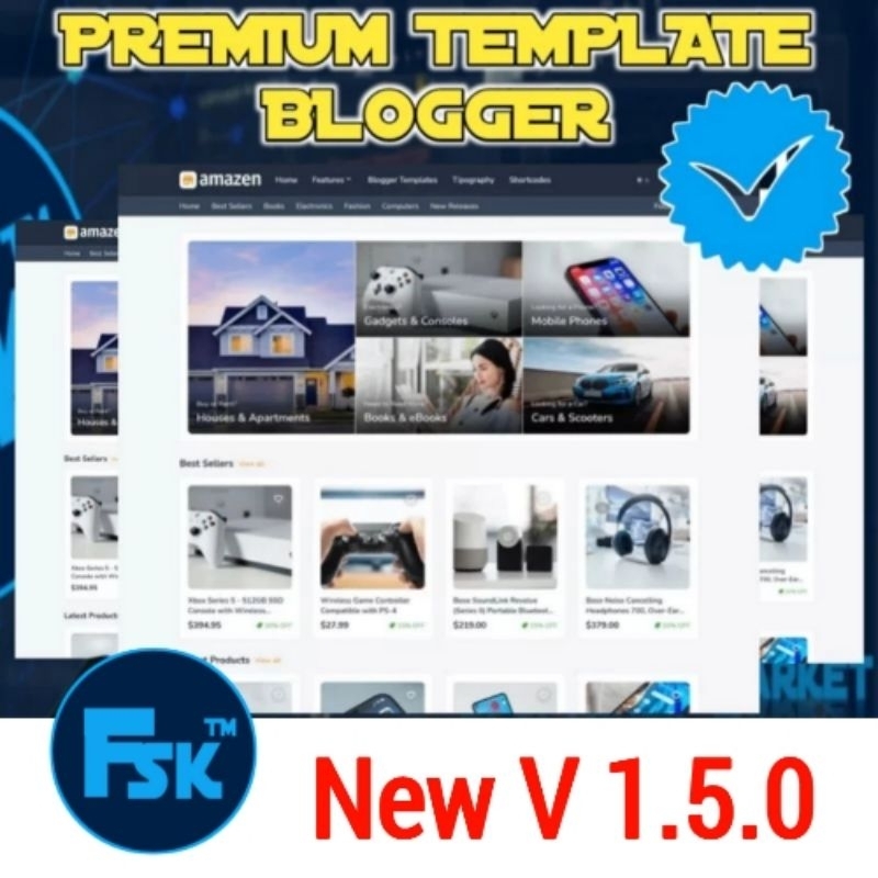 Amazen - Template Blogger Afiliasi & Iklan Baris Responsif
