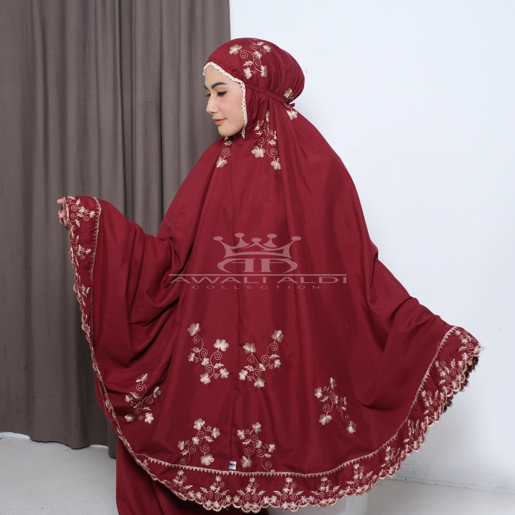 Mukena Dewasa Jumbo Bordir Mewah Melati Bahan Katun Premium Adem