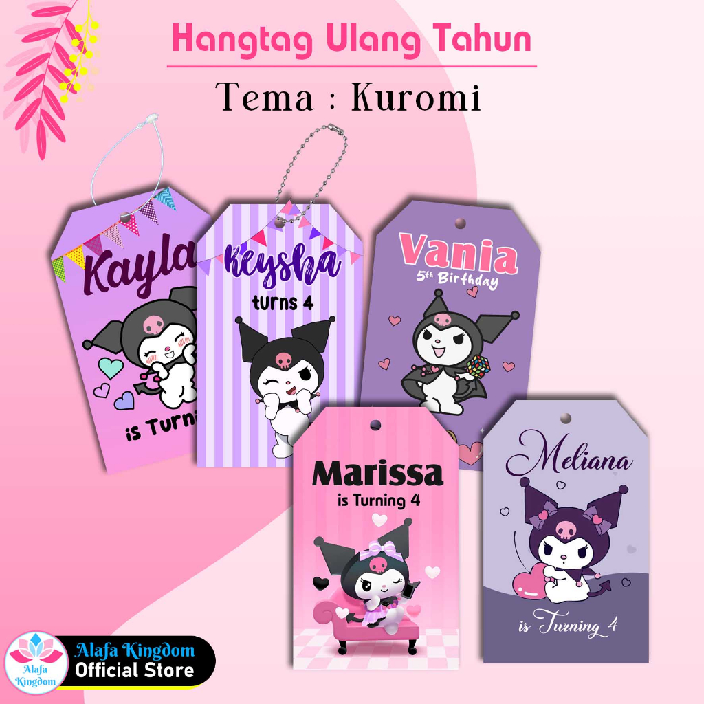 

Alafakingdom 8Pcs Hangtag Birthday Ulang Tahun Ultah Kuromi Sanrio Custom