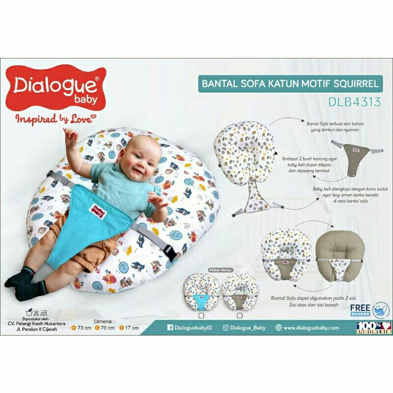 Bantal Sofa Bayi Katun Dialogue Bayi Motif Squirrel DLB4313