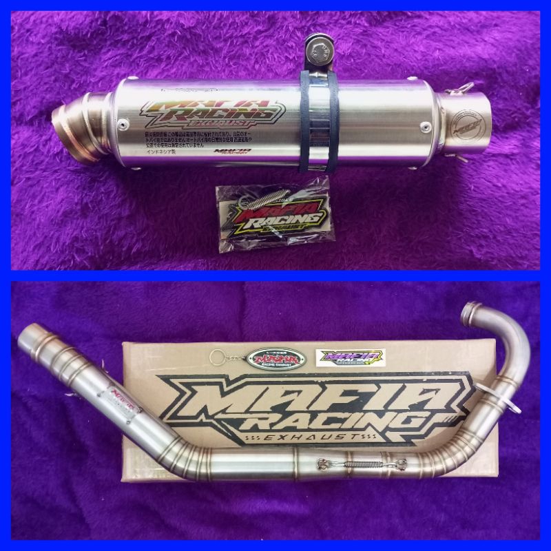 knalpot original MAFIA racing exhaust PNP satria Fu karbu wajib UB full set, silincer model gp slim 