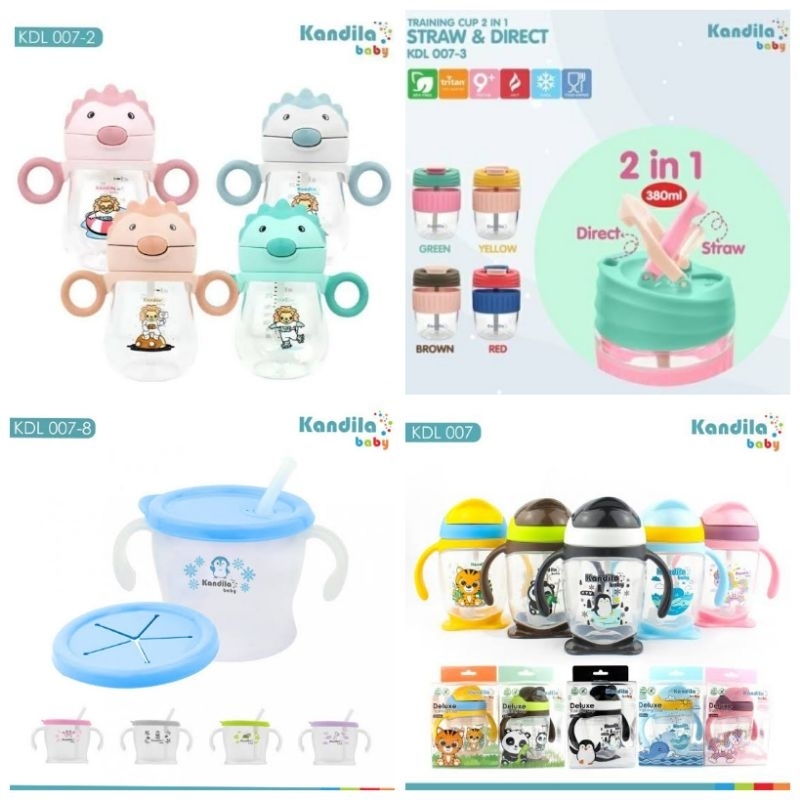 Kandila Baby Deluxe Training Cup Kandila Tritan 2in1 Cup De Mug Botol Minum Sedotan Anak Bayi - Boto