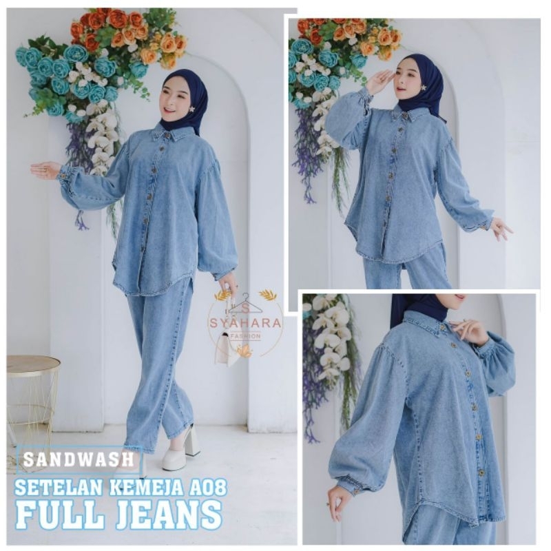 AMIRA / SETELAN CELANA JEANS SETCEL WANITA VIRALL