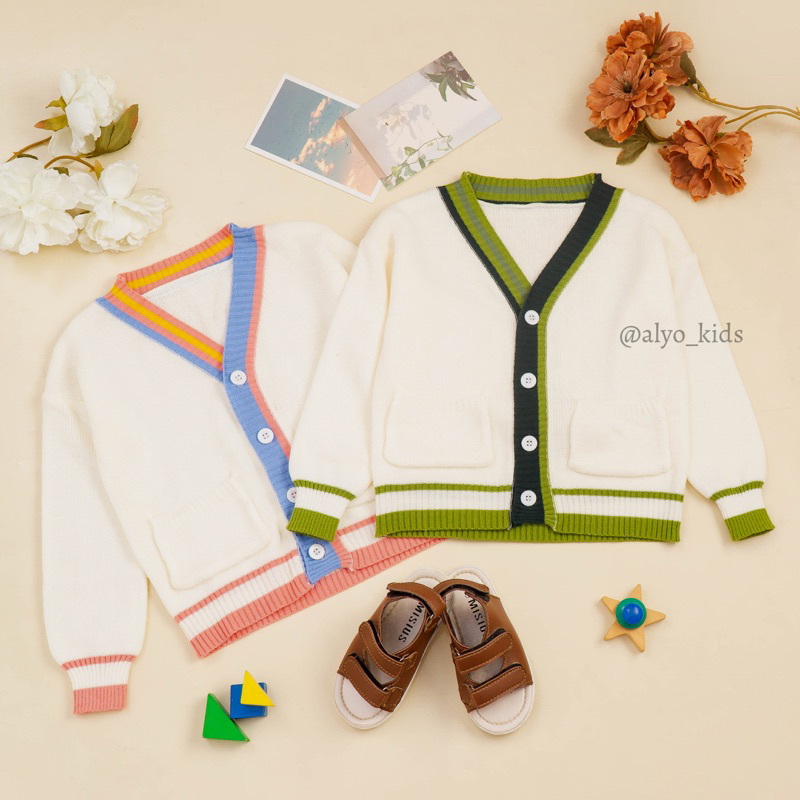 Gummy Rainbow Cardi Kids / Cardigan rajut anak / Cardi Knit baby