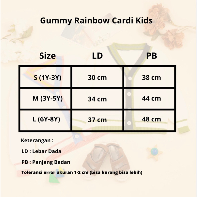 Gummy Rainbow Cardi Kids / Cardigan rajut anak / Cardi Knit baby