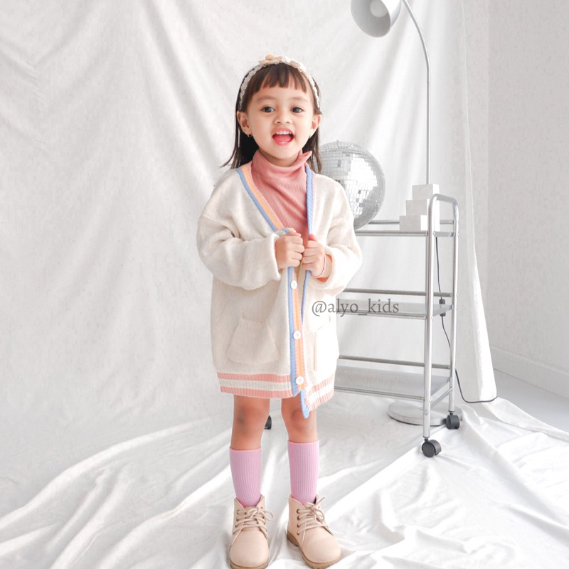 Gummy Rainbow Cardi Kids / Cardigan rajut anak / Cardi Knit baby
