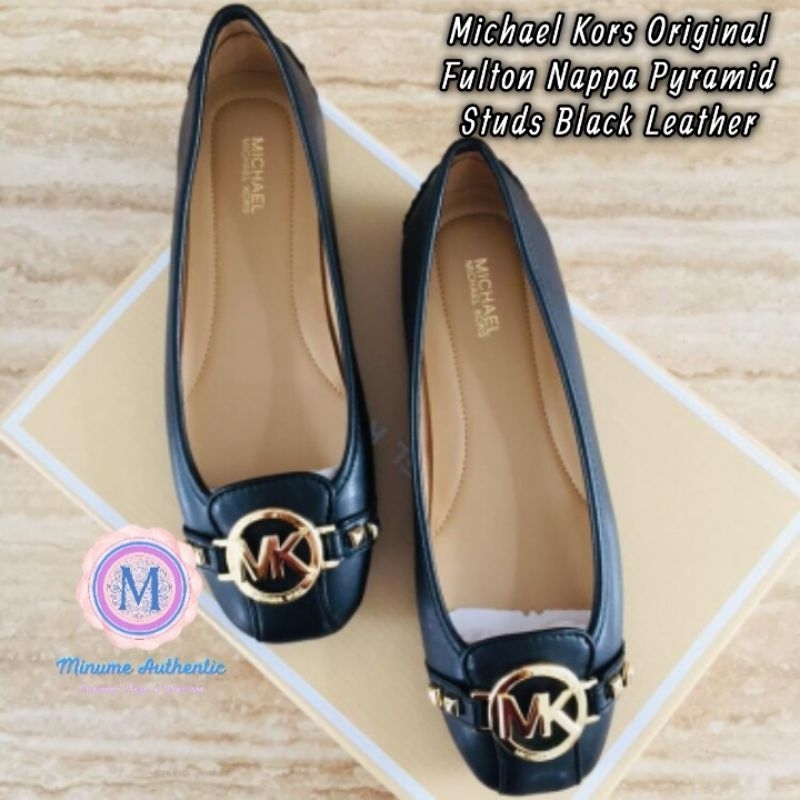 Sepatu Michael Kors Original Fulton Nappa Pyramid Studs Black Leather
