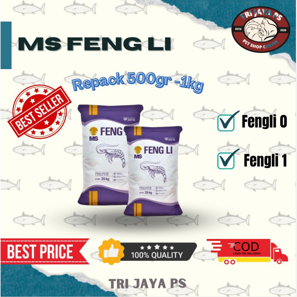 PELET UDANG FENGLI 0 FENGLI 1  repack 1KG 500gr pakan larva benih ikan
