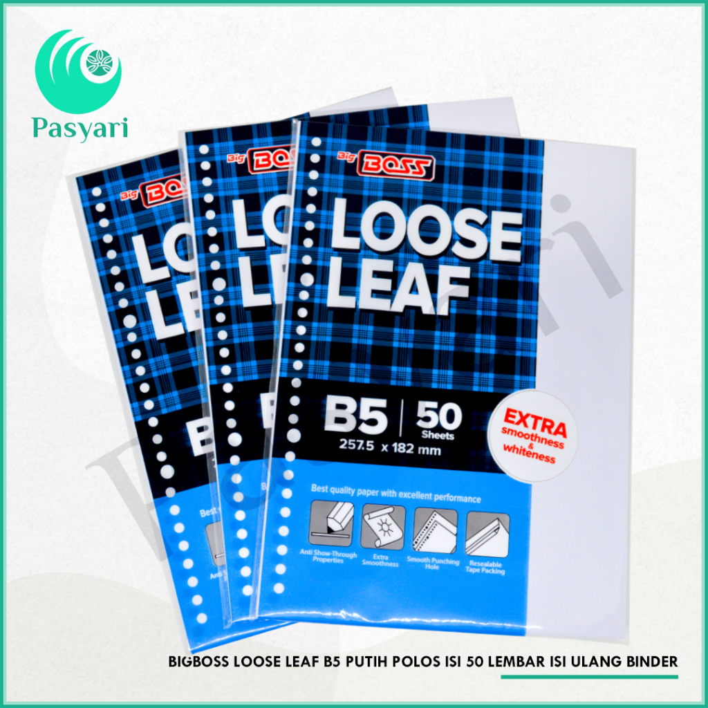 

Bigboss loose leaf B5 Putih Polos isi 50 Lembar isi ulang binder