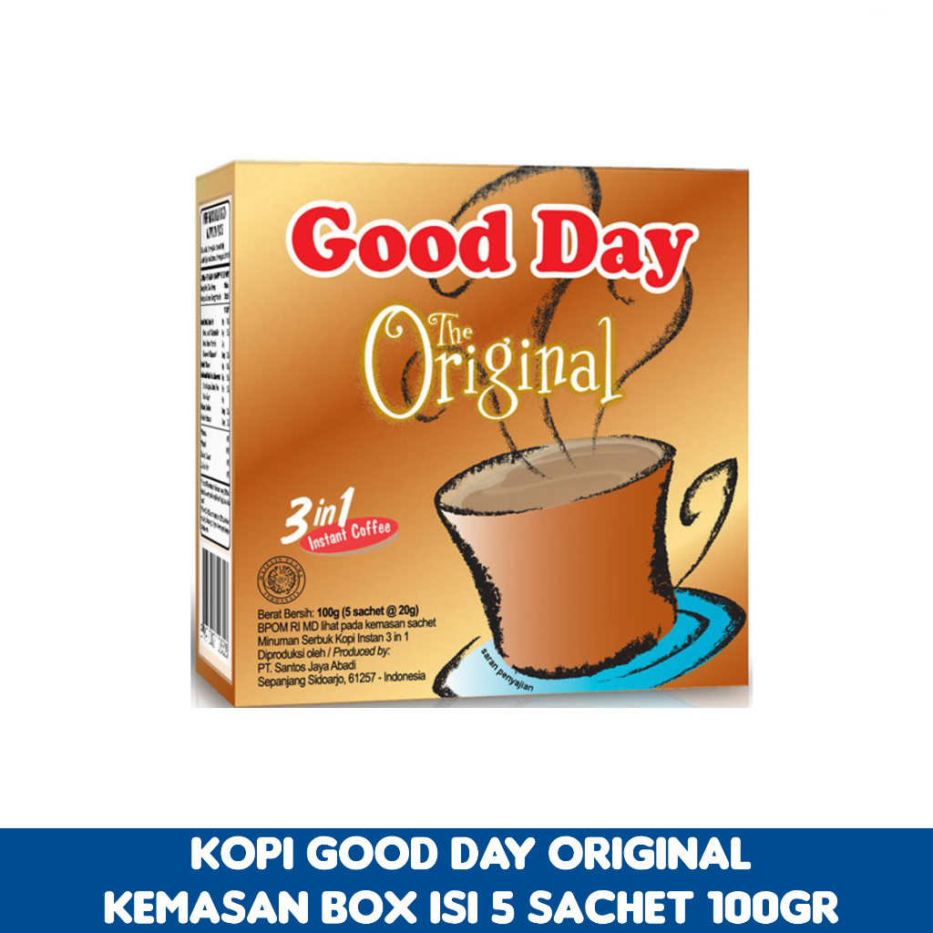 

Kopi Good Day 3 In 1 Instant Coffee Original Kemasan Box Isi 5 Sachet 100gr