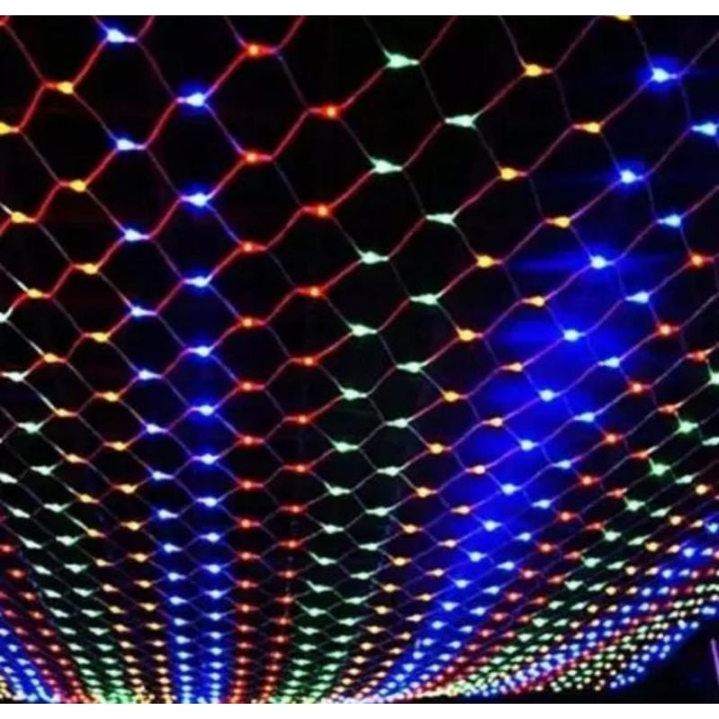 Lampu Natal Jala LED Tumblr Jaring RGB / Lampu Natal Tirai Panjang Dekorasi Natal
