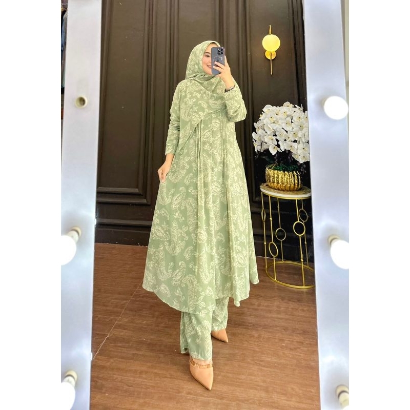 NEW SET CELANA LONG TUNIK RAYYA BATIK BEST SELLER NEW