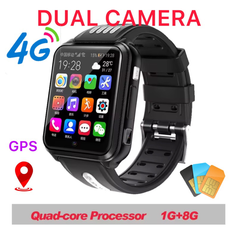 Jam Tangan HP 4G WIFI GPS Original Smart Watch Dual Camera 1GB-8GB Video Call - Pantau Posisi