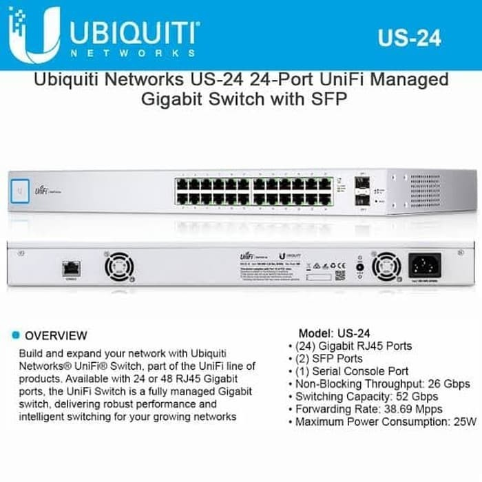 UBIQUITI UNIFI SWITCH 24-PORT NON-POE - US-24