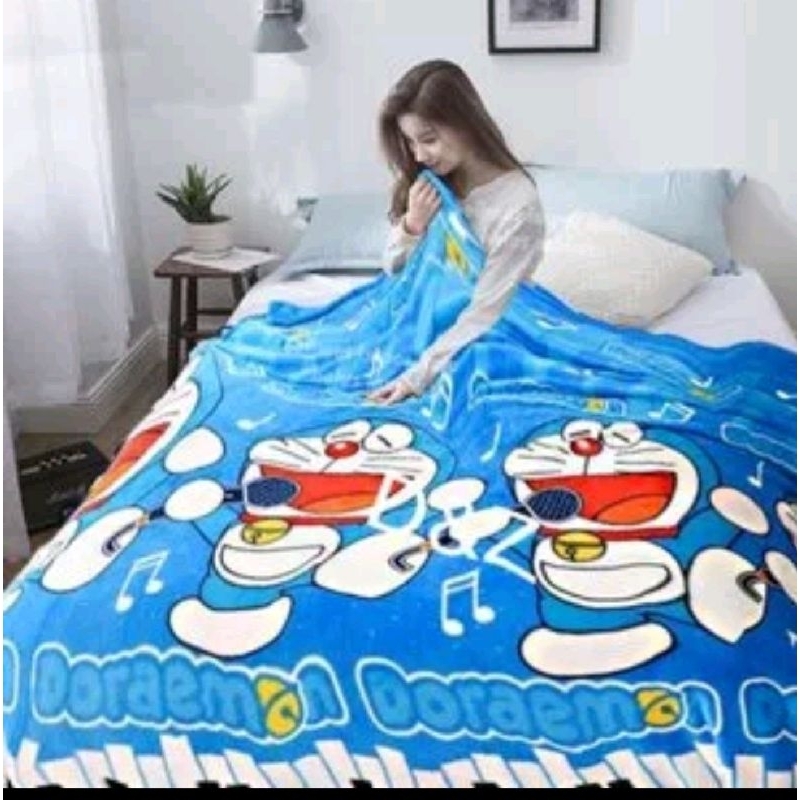 selimut anak bulu halus selimut kitty karakter doraemon keroppi