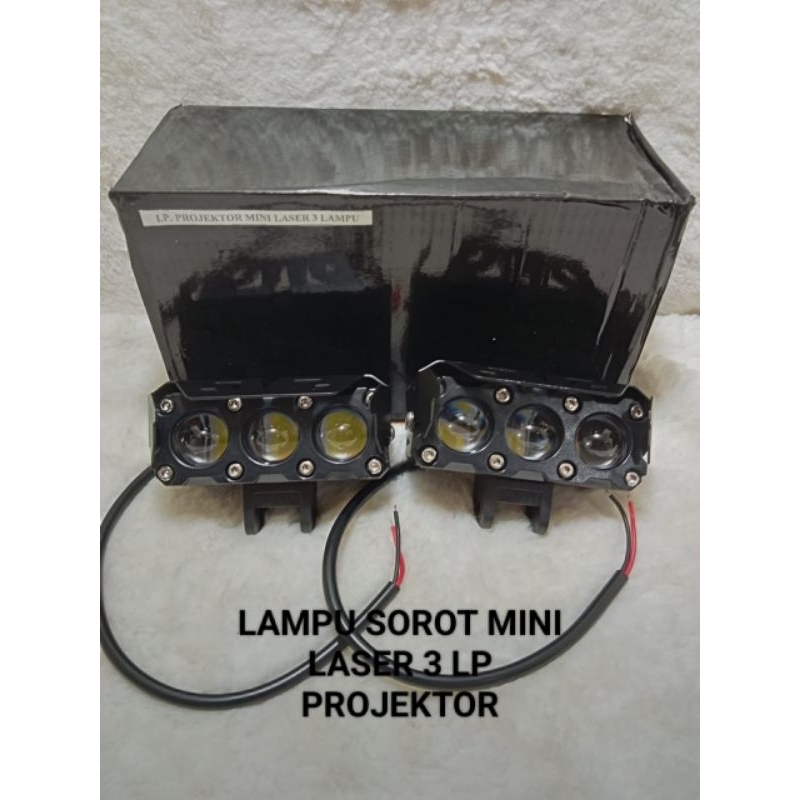 Lampu Sorot Mobil Motor Proji Mini Laser 3 Mata Terang