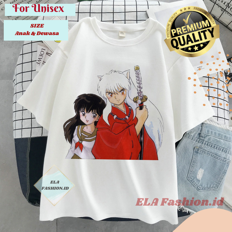 Kaos Inuyasha Anime Estetik Kasual Manga Rumiko Takahashi