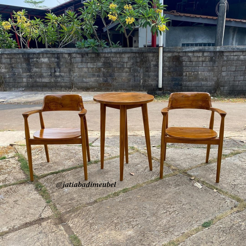 Kursi Meja Makan Cafe Heroshima Minimalis 2 Kursi Kayu Jati