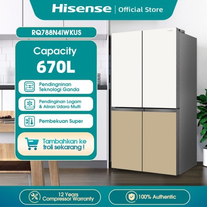 Kulkas 4 Pintu Hisense Pureshine Collection RQ788N4IWKUS