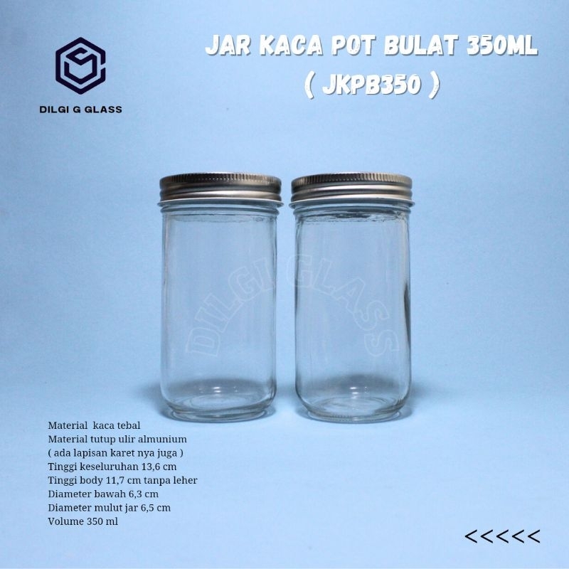 JKPB350 jqr botol beling 350ml/jar kaca/mason jar 350ml/madu/selai