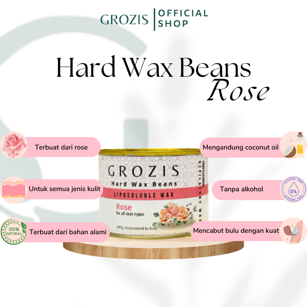 GROZIS ROSE Hair Removal Brazilian Hard Wax Beans Perontok Bulu