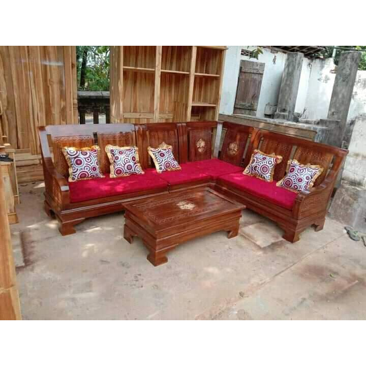 Sofa Tamu Sudut Kayu Jati Model Minimalis Full Busa