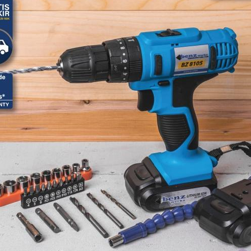 Mesin Bor Tembok Baterai 18V + Set Mata Obeng 23Pcs By Benz Werkz