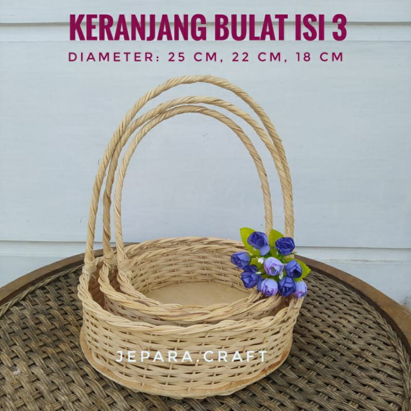 

Keranjang Bulat Tangkai 1 set isi 3