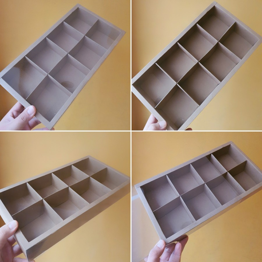 

(5 pcs) kardus fruitpie kraft coklat sekat 8 dus eggtart box mini bakpao kotak kemasan pie susu tutup mika polos