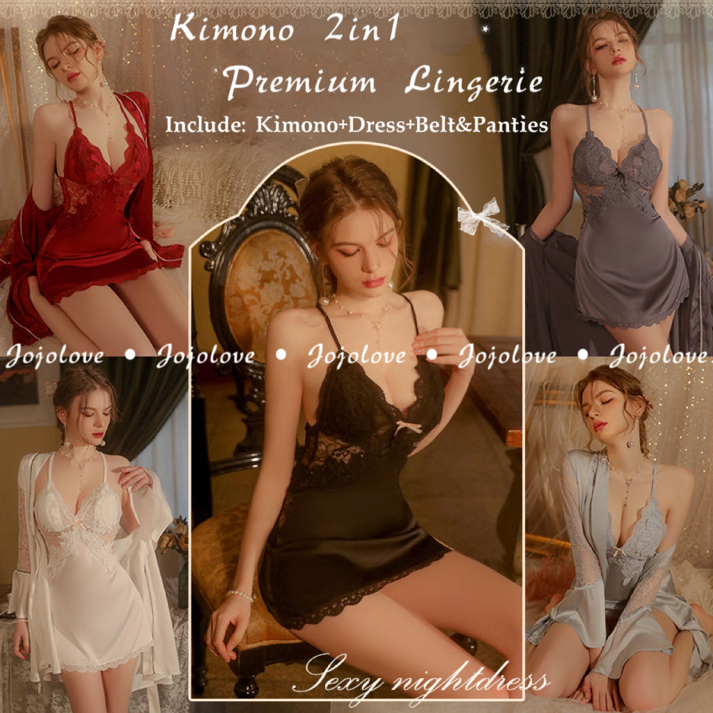 Jojolovers 115 Sexy Lingerie Kimono Dress Satin Silk