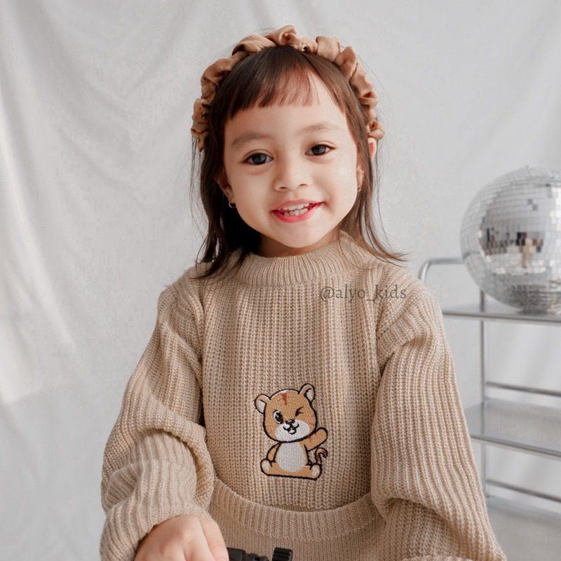 JENNY POCKET SWEATER KNIT OVERSIZE / Sweater Rajut Anak / Sweater Saku Anak