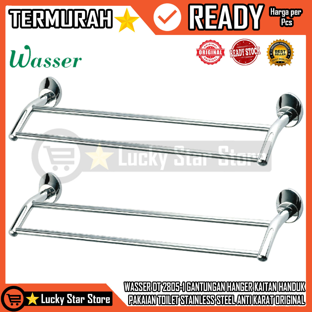 WASSER DT 2805-1 TEMPAT GANTUNGAN HANGER JEMURAN GANTUNG HANDUK PAKAIAN TOILET KAMAR MANDI WC RUMAH 