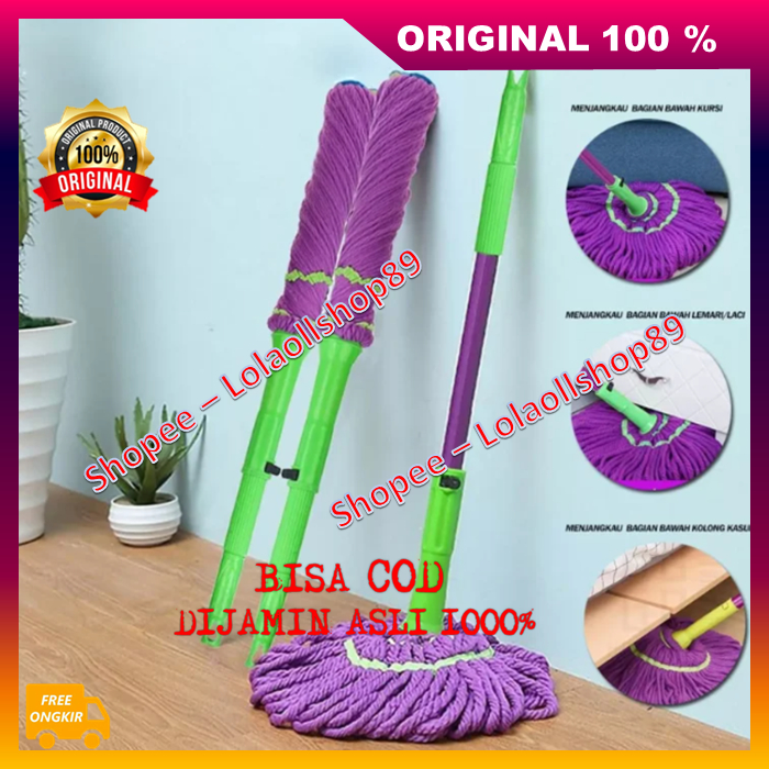 BELI 1 GRATIS 1 Alat Pel Hits Alat Pel Lantai Praktis Putar Twist Mop Magic Pembersih Rumah Tangga I