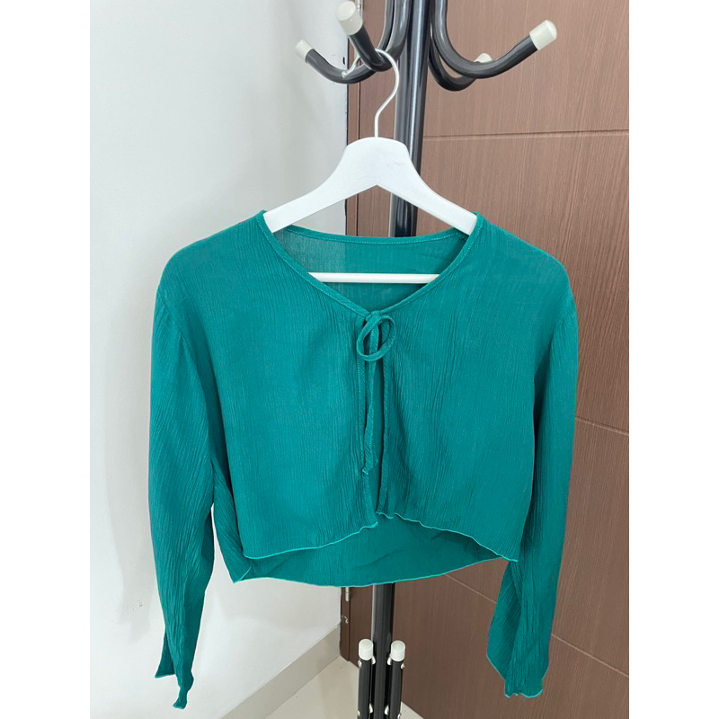 Cardigan Crop Wanita/Cardigan Hijau Tosca/Cardigan Wanita