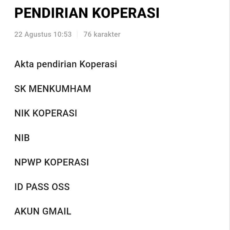 

pendirian koperasi||proses cepat2-3hari||lengkap nik koperasi||koperasi simpan pinjam||2-3 hari selesai||